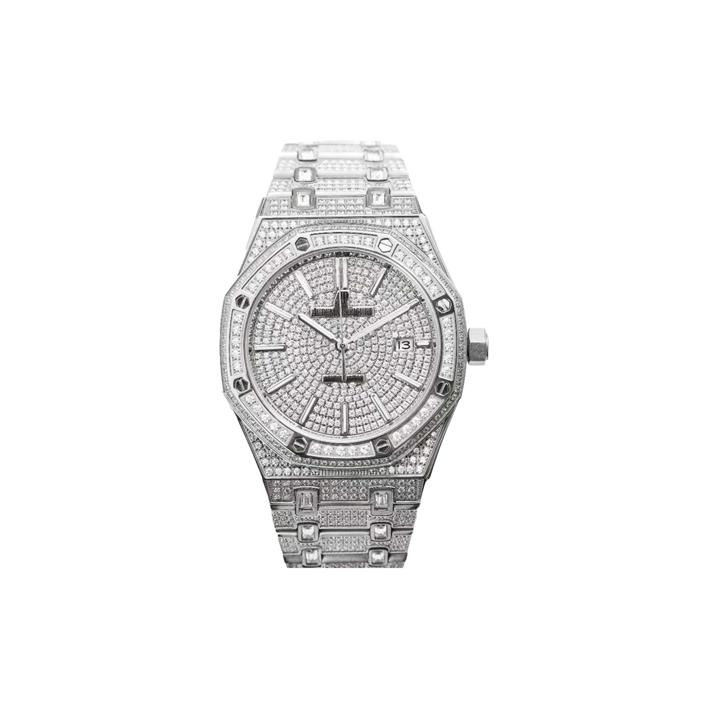 audemars P*g*et royal oak 41 diamonds steel watch 15400st.oo.1220st.01